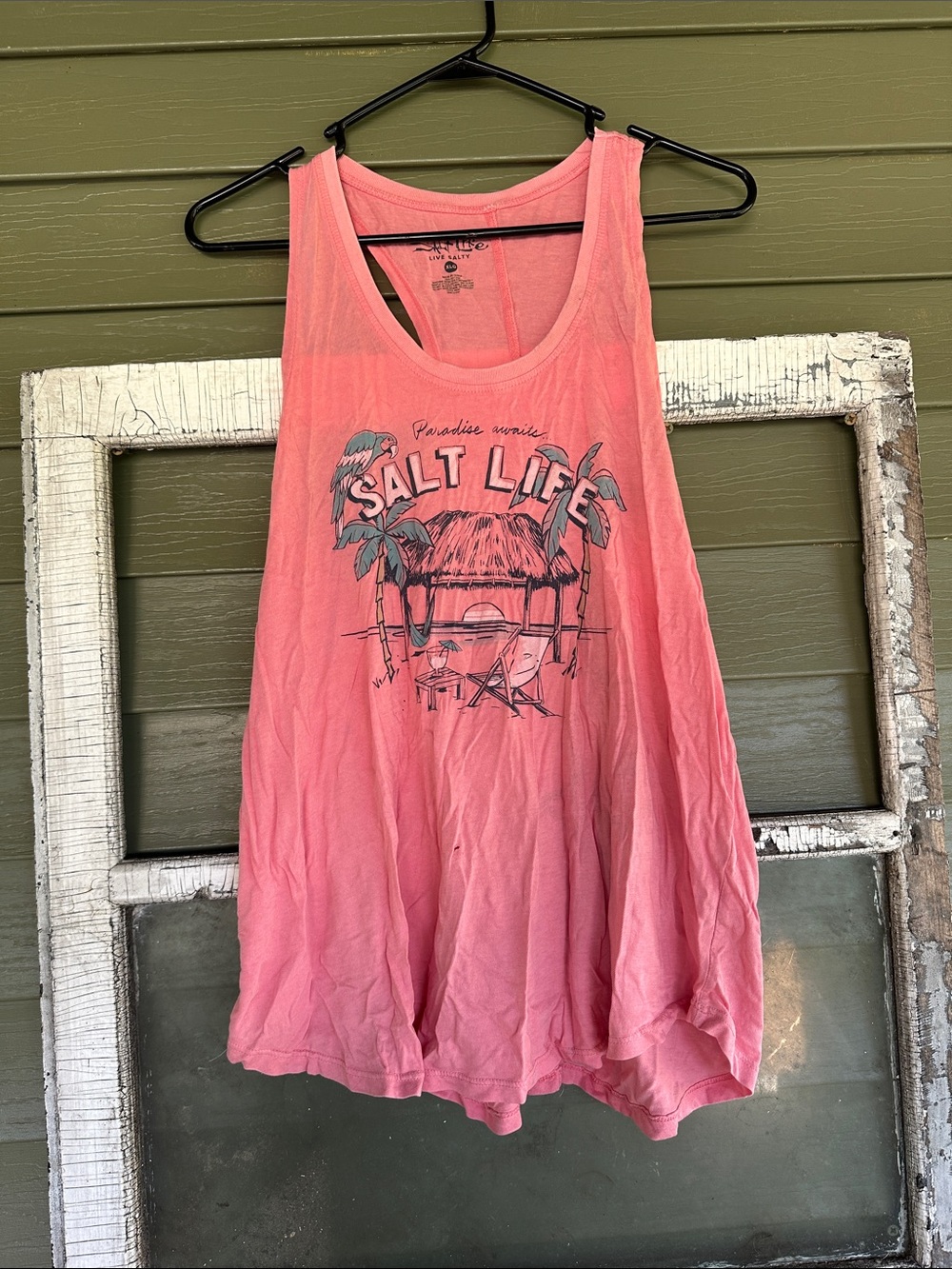 Salt Life Coral Pink Graphic Scoop Neck Tank